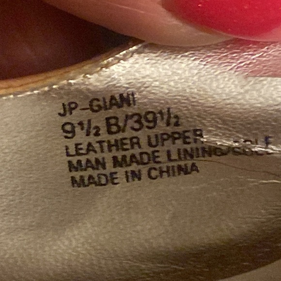 Jessica Simpson Giani tan leather wedge espadrille heel gold buckle size 9.5 - Picture 7 of 12